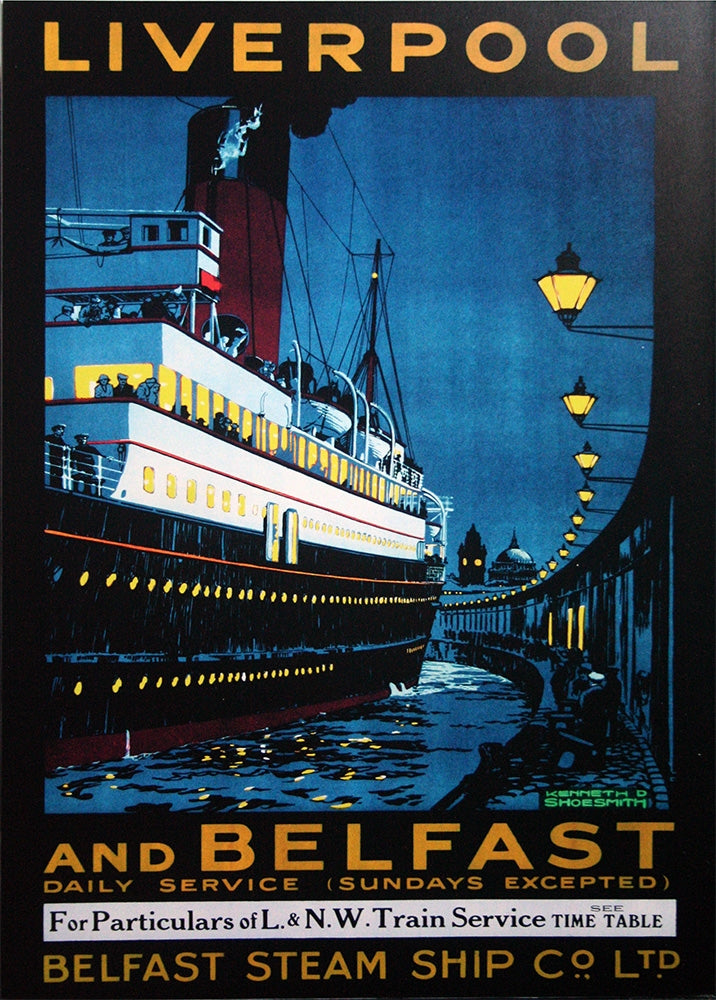 Ireland Co Antrim - Belfast Liverpool Steam Ship Co (UF) 70x100