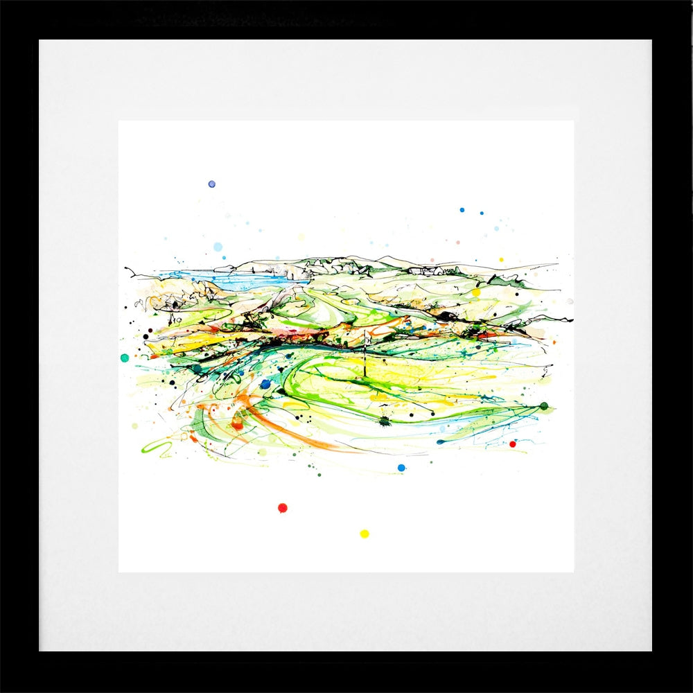 Print Open Edition Golf - Royal Portrush from the 15th-30 x 30-Black Box Frame (With Mount)