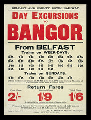 Ireland Co Down - Train Timetable - Belfast to Bangor (FB) 50x70