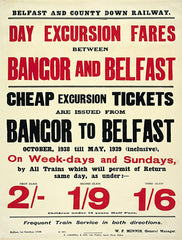 Ireland Co Down - Train Timetable - Belfast and Bangor (UF) 70x100