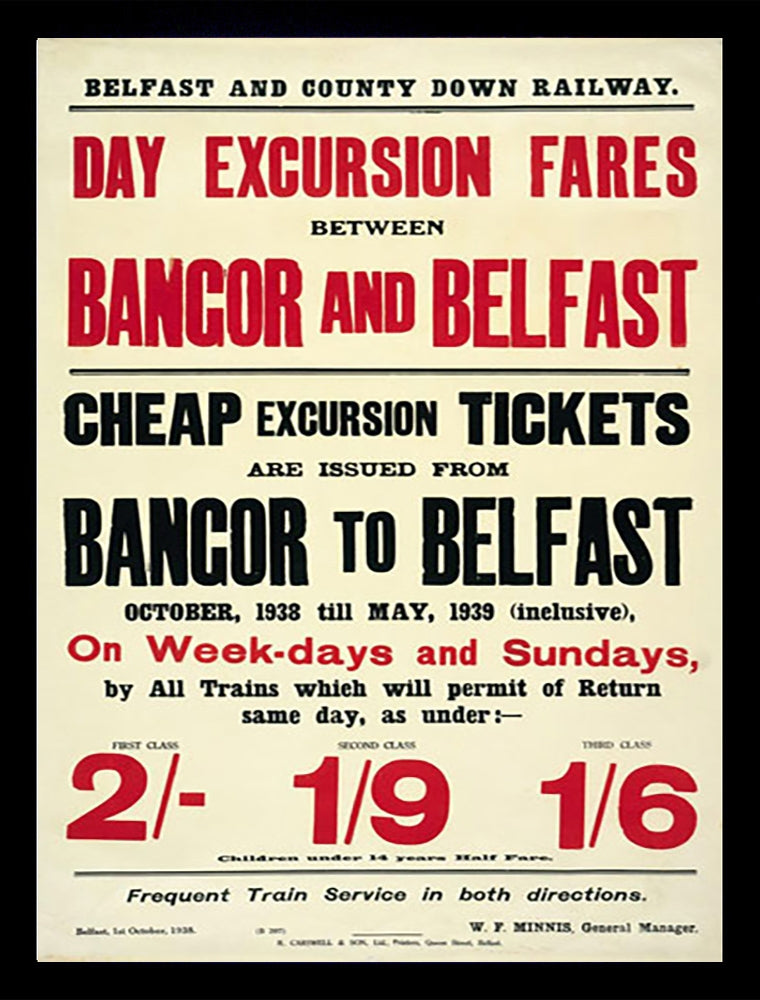 Ireland Co Down - Train Timetable - Belfast and Bangor (FB) 70x100
