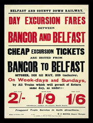 Ireland Co Down - Train Timetable - Belfast and Bangor (FB) 50x70