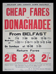Ireland Co Down - Train Timetable - Belfast To Donaghadee (FB) 70x100