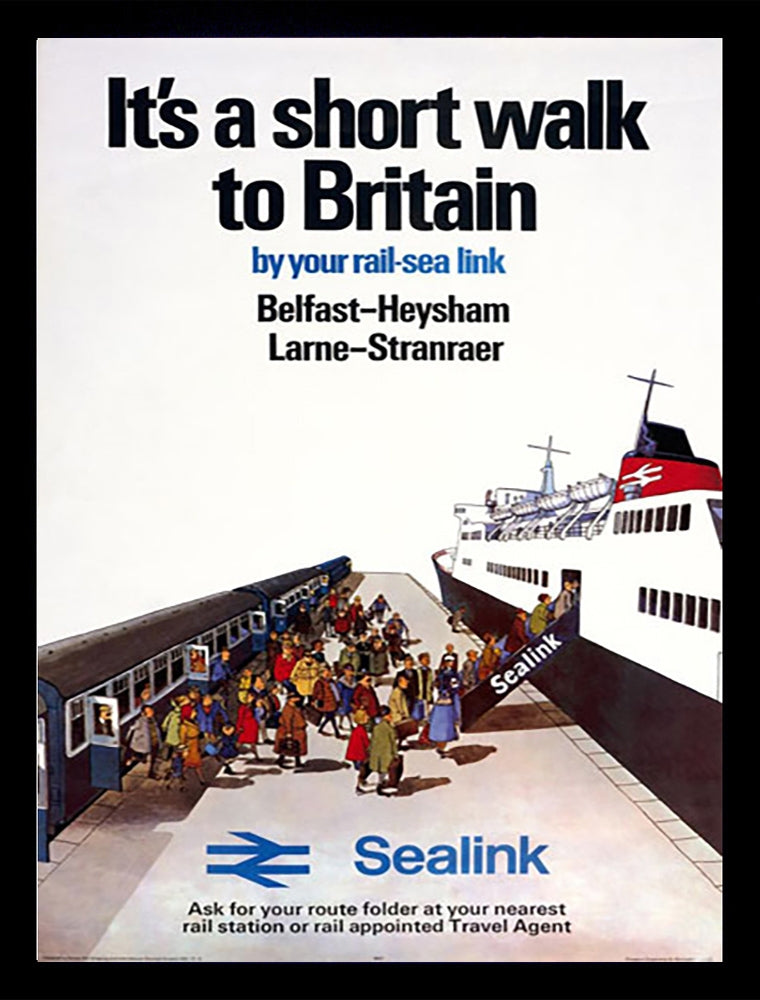 Ireland Co Antrim - Belfast To Heysham Larne To Stranrear Ferry-50 x 70-Black Box Frame