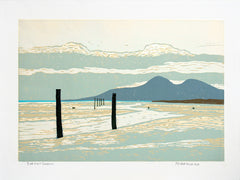 Linocut Print - Back Beach Dundrum, 2013