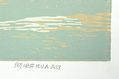 Linocut Print - Back Beach Dundrum, 2013