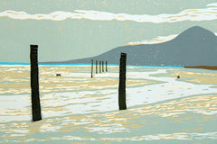Linocut Print - Back Beach Dundrum, 2013