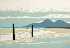 Linocut Print - Back Beach Dundrum, 2013