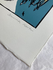 Lino Print - Puffin + Sandeels