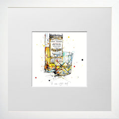 Print Open Edition Drinks - A Wee Night Cap II-12 x 12-Small Flat White Frame