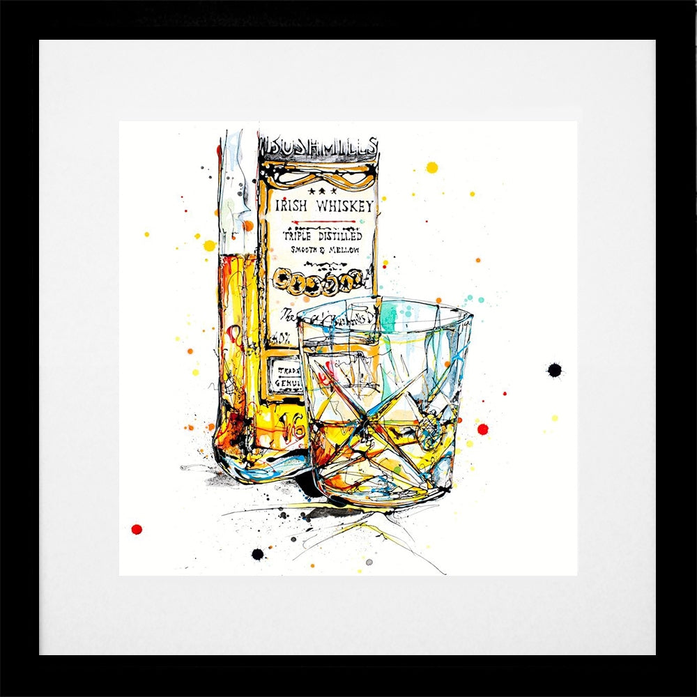 Print Open Edition Drinks - A Wee Night Cap II-30 x 30-Black Box Frame (With Mount)