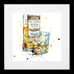 Print Open Edition Drinks - A Wee Night Cap II-30 x 30-Black Box Frame (With Mount)