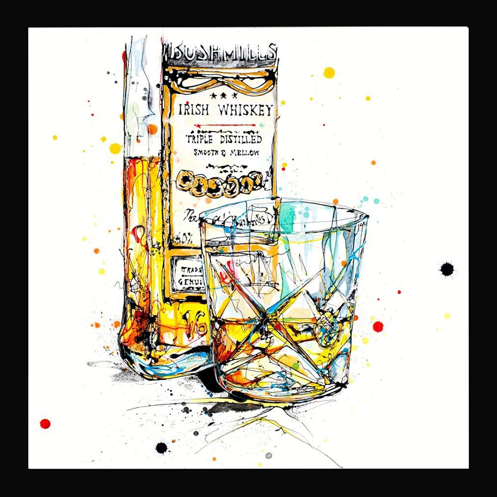 Print Open Edition Drinks - A Wee Night Cap II-30 x 30-Black Box Frame (No Mount)