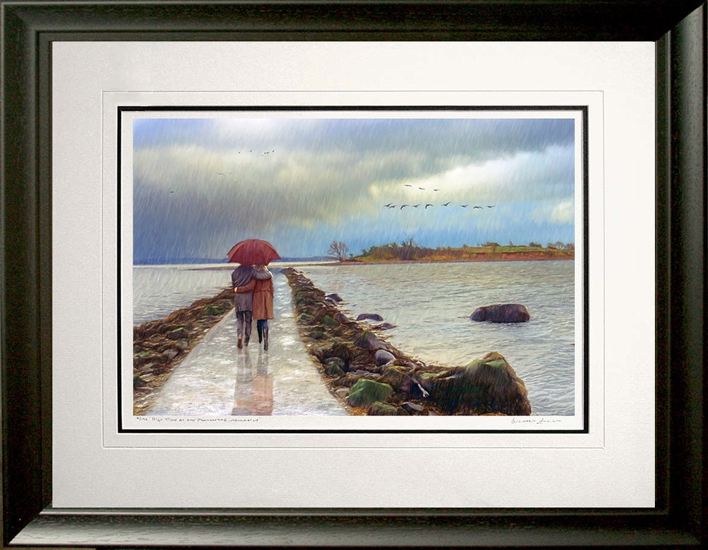 Co Down - A Stroll In The Rain, Island Hill Frame Black Moulded 60x47.5