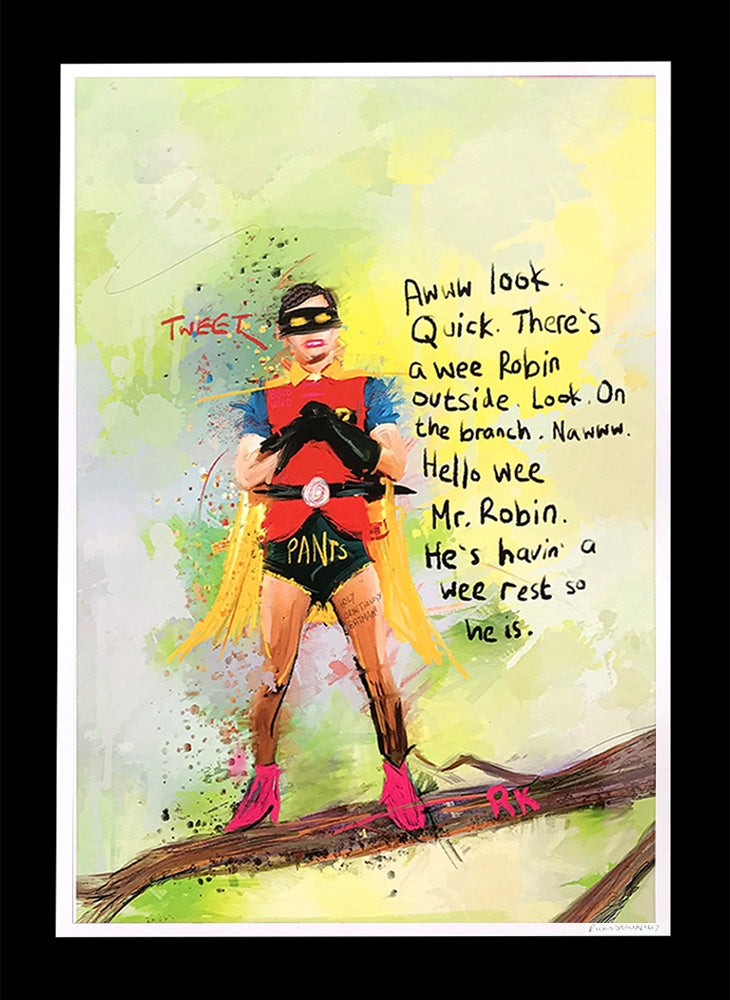 A Wee Robin - Flat Black Frame