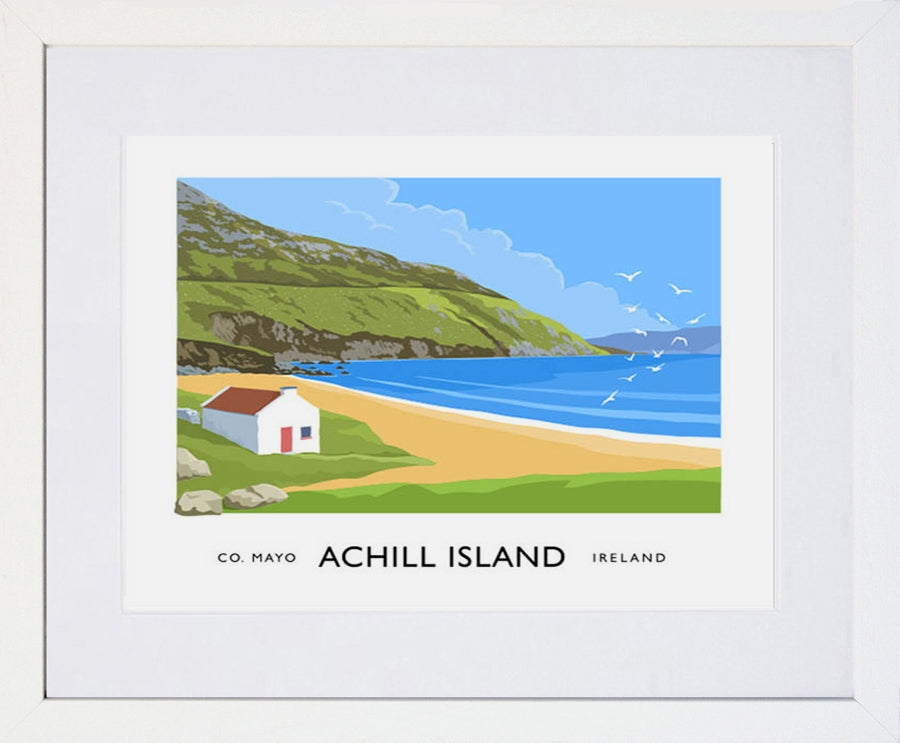 Co Mayo - Achill Island Frame White 40x30 With Mount
