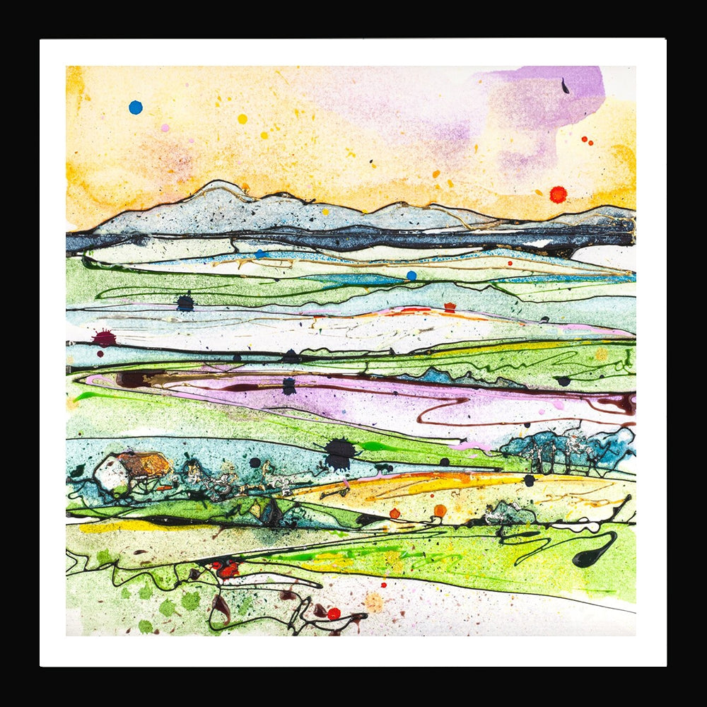 Print Open Edition Landscape - Across the Drumlins-30 x 30-Black Box Frame (No Mount)