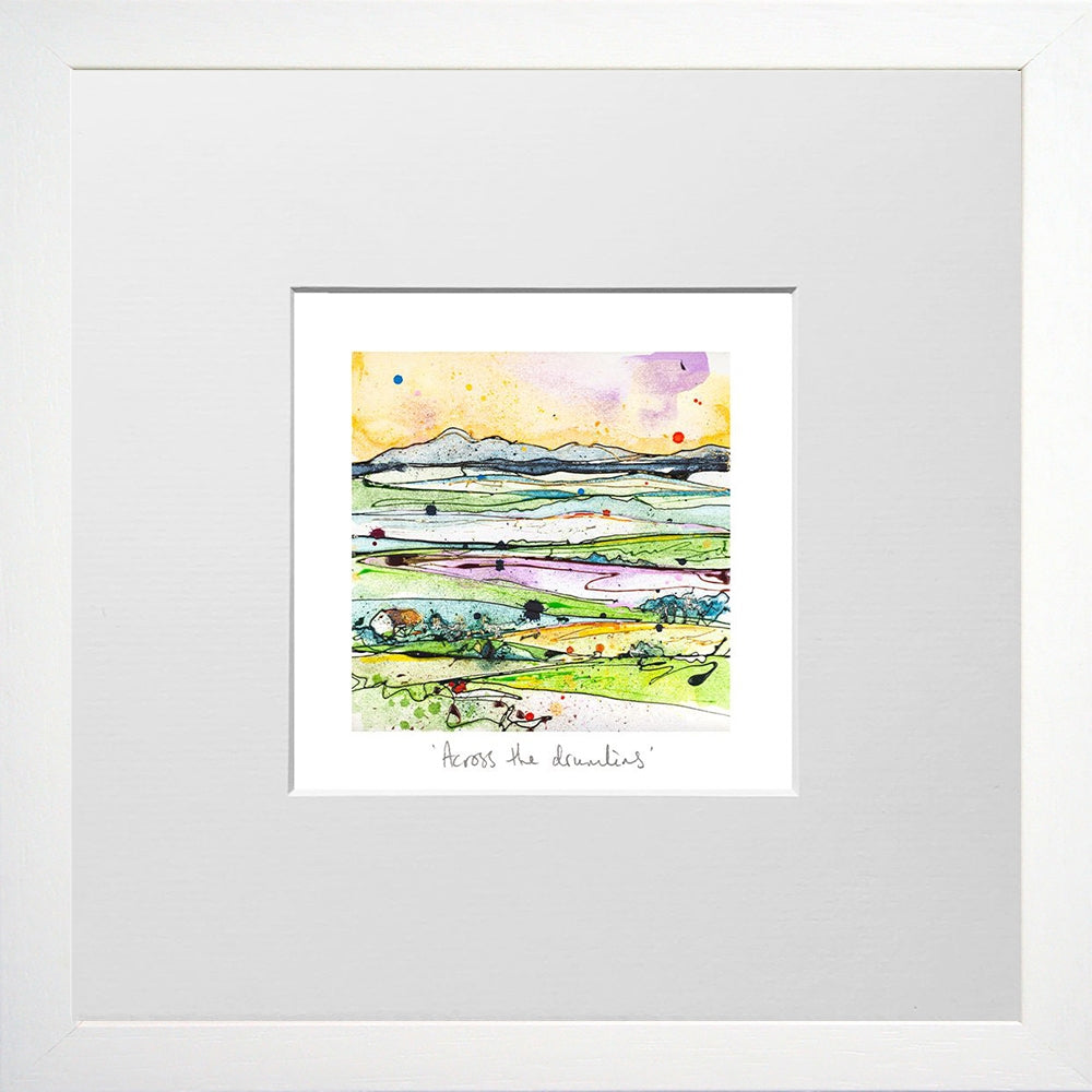 Print Open Edition Landscape - Across the Drumlins-12 x 12-Small Flat White Frame