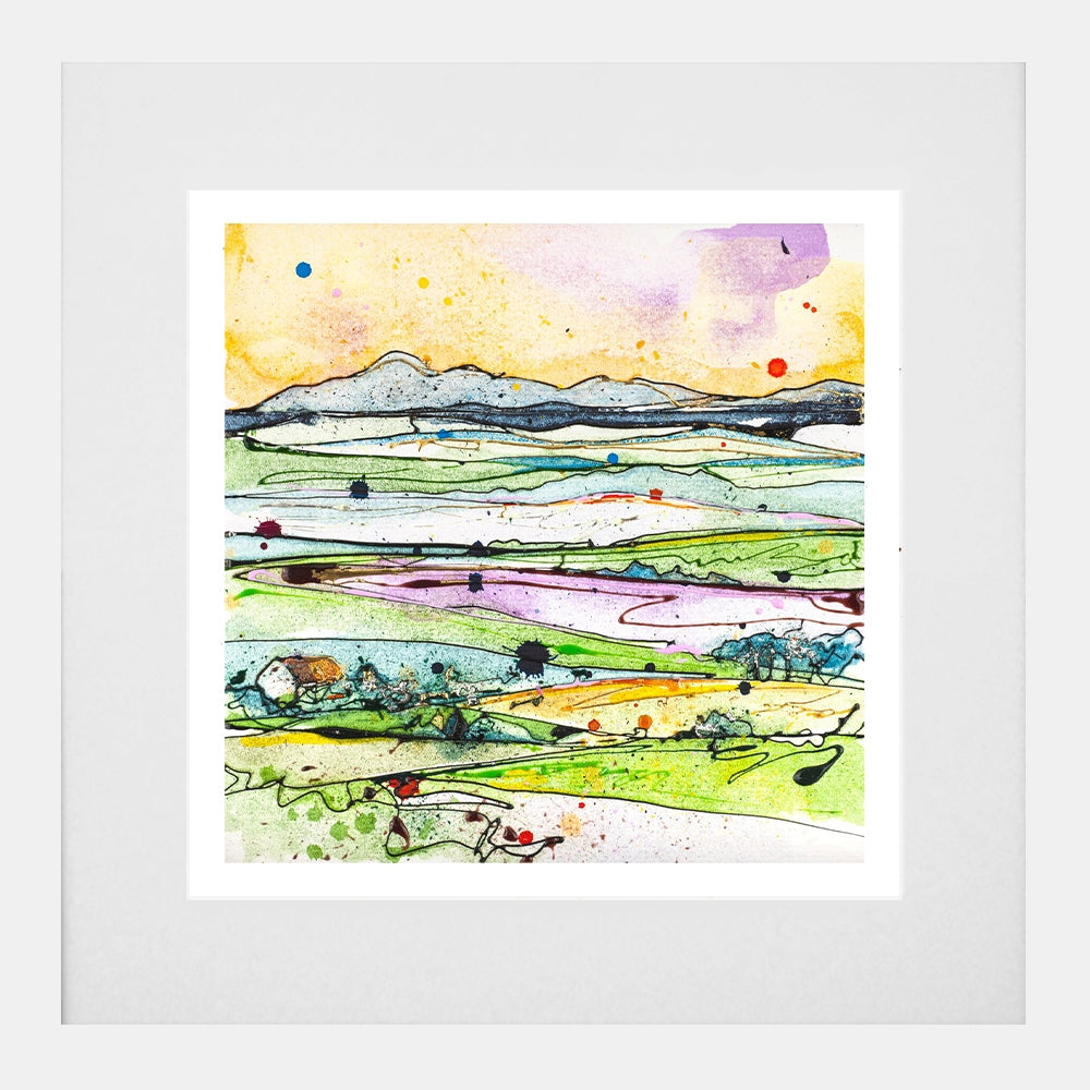 Print Open Edition Landscape - Across the Drumlins-30 x 30-White Box Frame (With Mount)