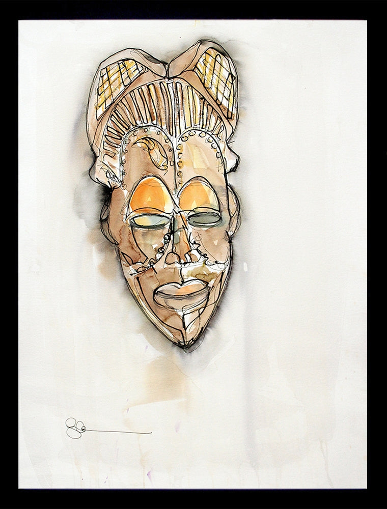 Original - African Mask 3 - Framed