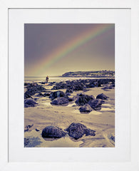 Rainbow Over The Rocks, Drains Bay White Frame
