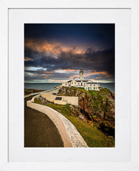 Sunset Over Fanad Head Lighthouse White Frame