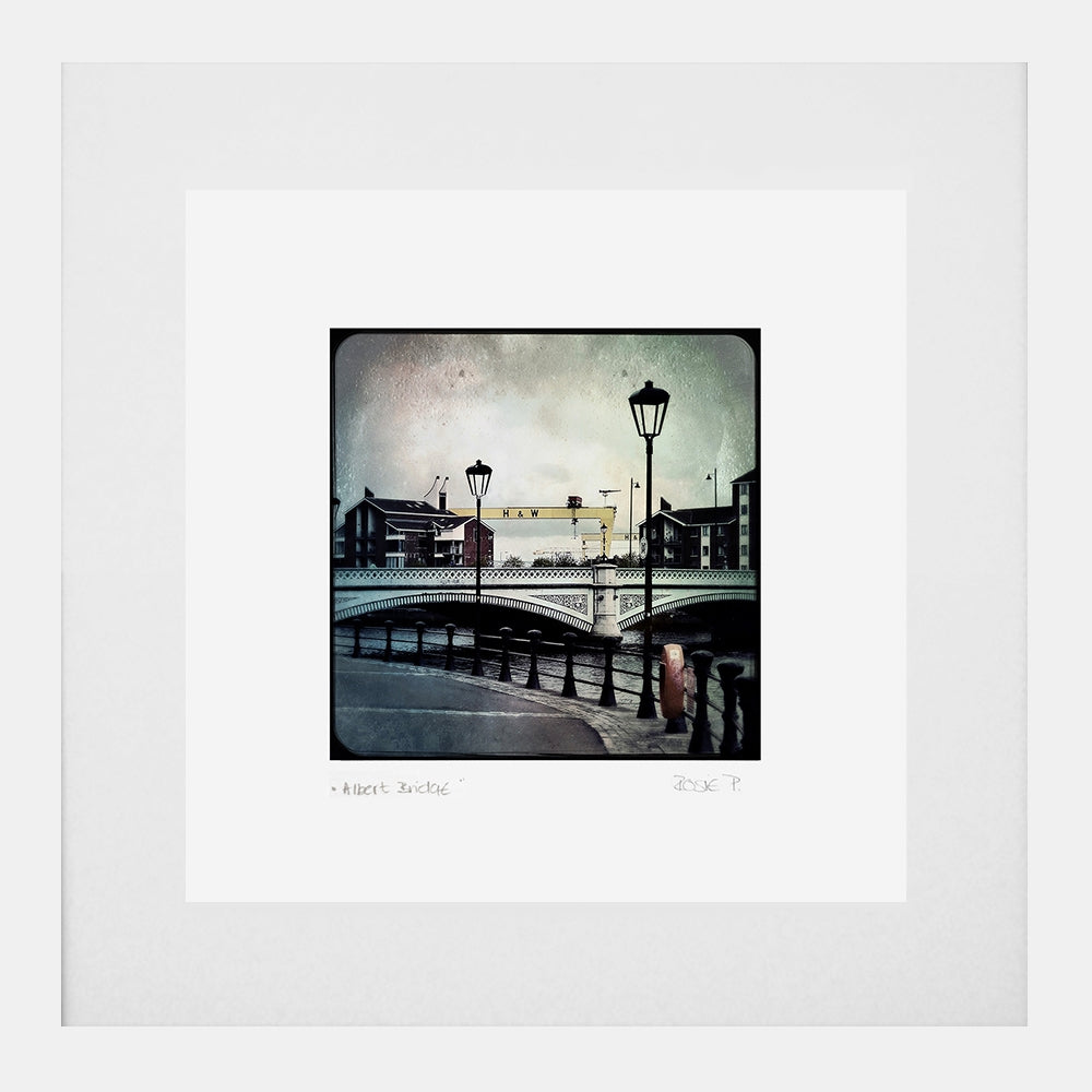 Belfast - Albert Bridge White Frame (With Mount)