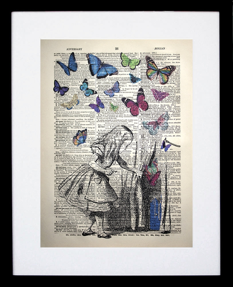 Alice Peeks Beneath The Curtain Black Frame