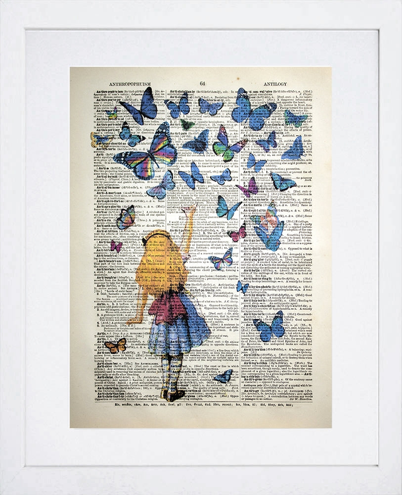 Alice Reaching For Butterflies-Available In One Size Only-White Box Frame
