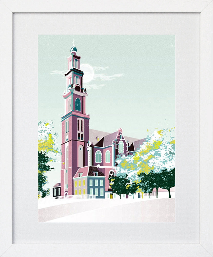 Amsterdam Westerkerk Frame White 18x25