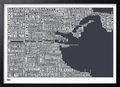 Map - Ireland Dublin In Slate Black frame