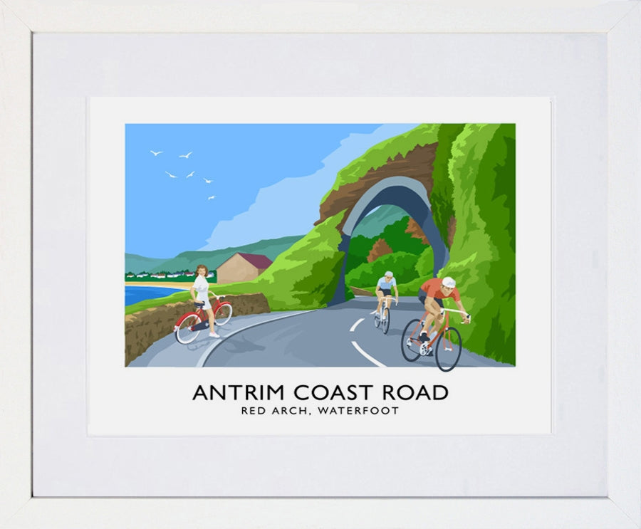Co Antrim - Coast Road Red Arch Frame White 40x30 With Mount
