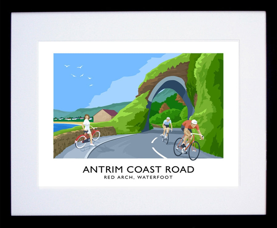 Co Antrim - Coast Road Red Arch Frame Black 40x30 withmount