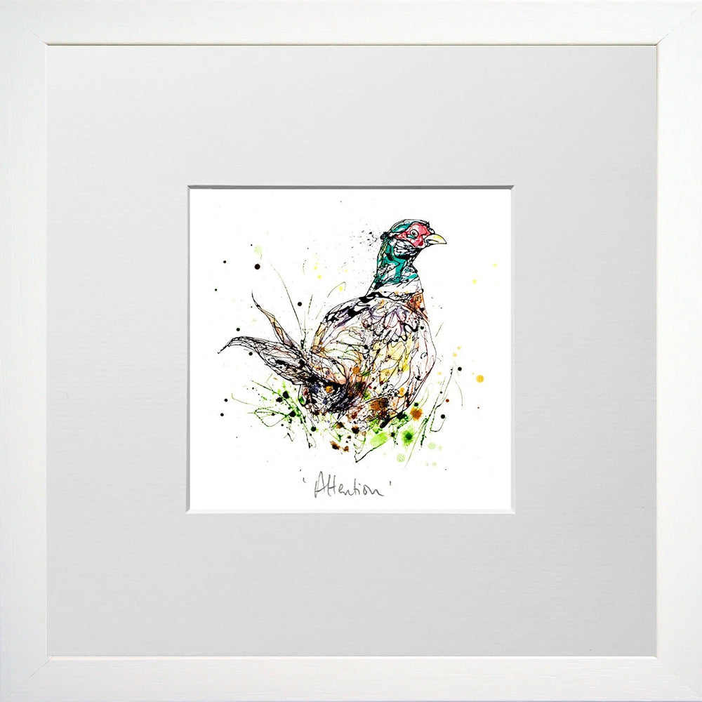 Print Open Edition Animals - Attention-12 x 12-Small Flat White Frame