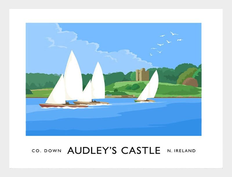 Co Down - Audleys Castle Frame White 70x50