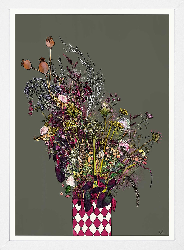 Autumn Blooms-33 x 55.5-White Box Frame (No Mount)