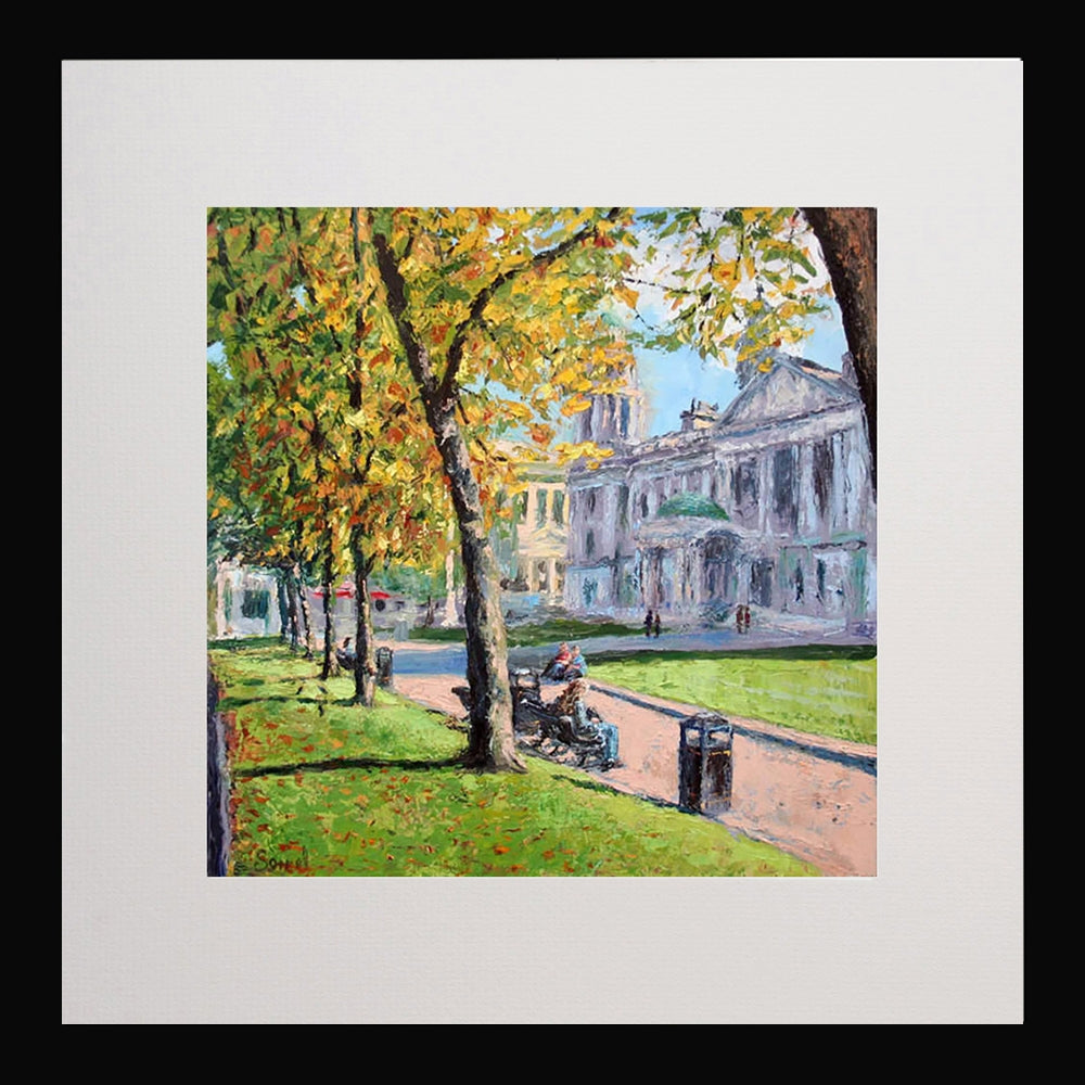 Print - Autumn, City Hall Belfast-17.5 x 17.5-Black Frame