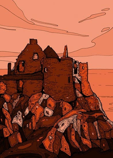 Dunluce Castle In Red