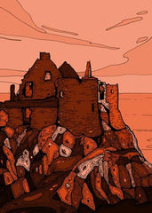 Dunluce Castle In Red