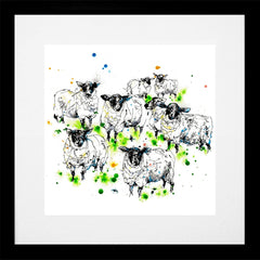 Print Open Edition Animals - Baa-30 x 30-Black Box Frame (With Mount)