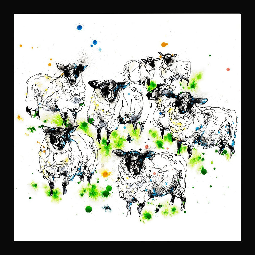 Print Open Edition Animals - Baa-30 x 30-Black Box Frame (No Mount)