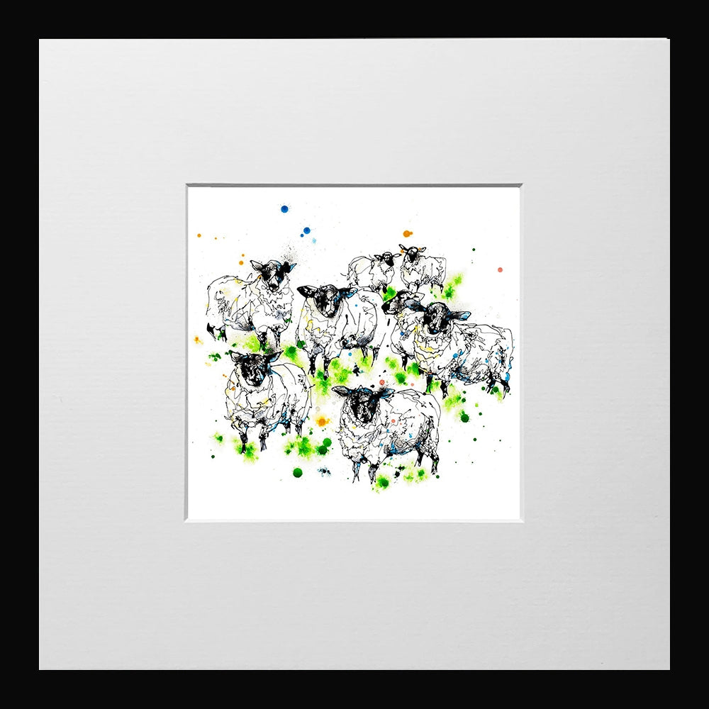 Print Open Edition Animals - Baa-12 x 12-Small Flat Black Frame