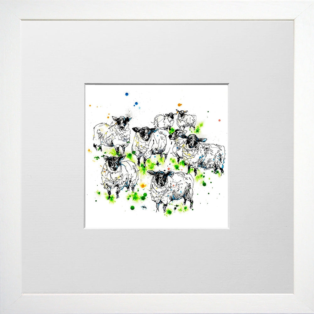 Print Open Edition Animals - Baa-12 x 12-Small Flat White Frame