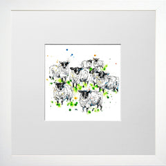 Print Open Edition Animals - Baa-12 x 12-Small Flat White Frame