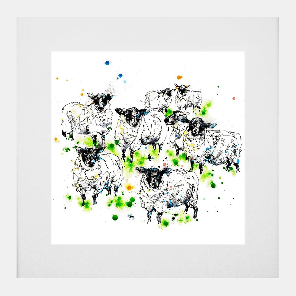 Print Open Edition Animals - Baa-30 x 30-White Box Frame (With Mount)