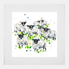 Print Open Edition Animals - Baa-30 x 30-White Box Frame (With Mount)