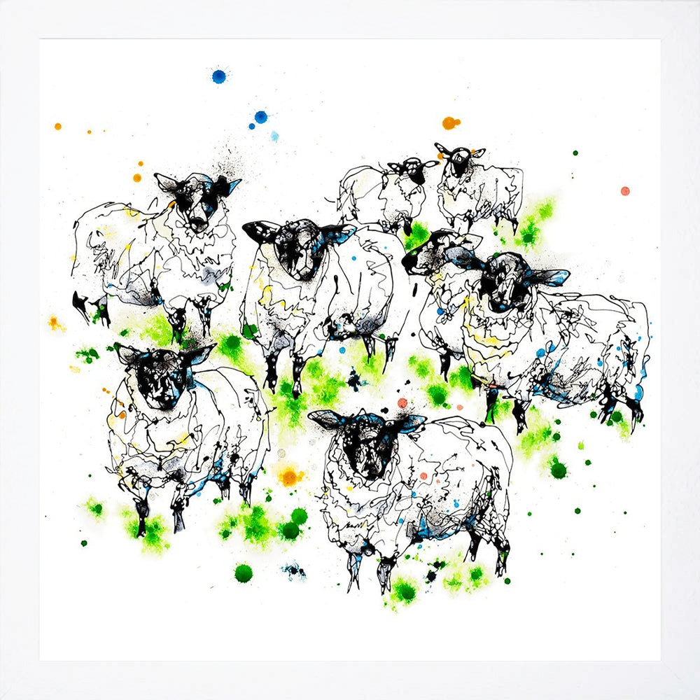 Print Open Edition Animals - Baa-30 x 30-White Box Frame (No Mount)