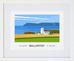 Co Antrim - Ballintoy Church Frame White 40x30 With Mount