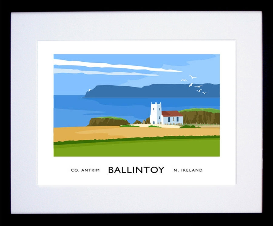 Co Antrim - Ballintoy Church Frame Black 40x30 withmount
