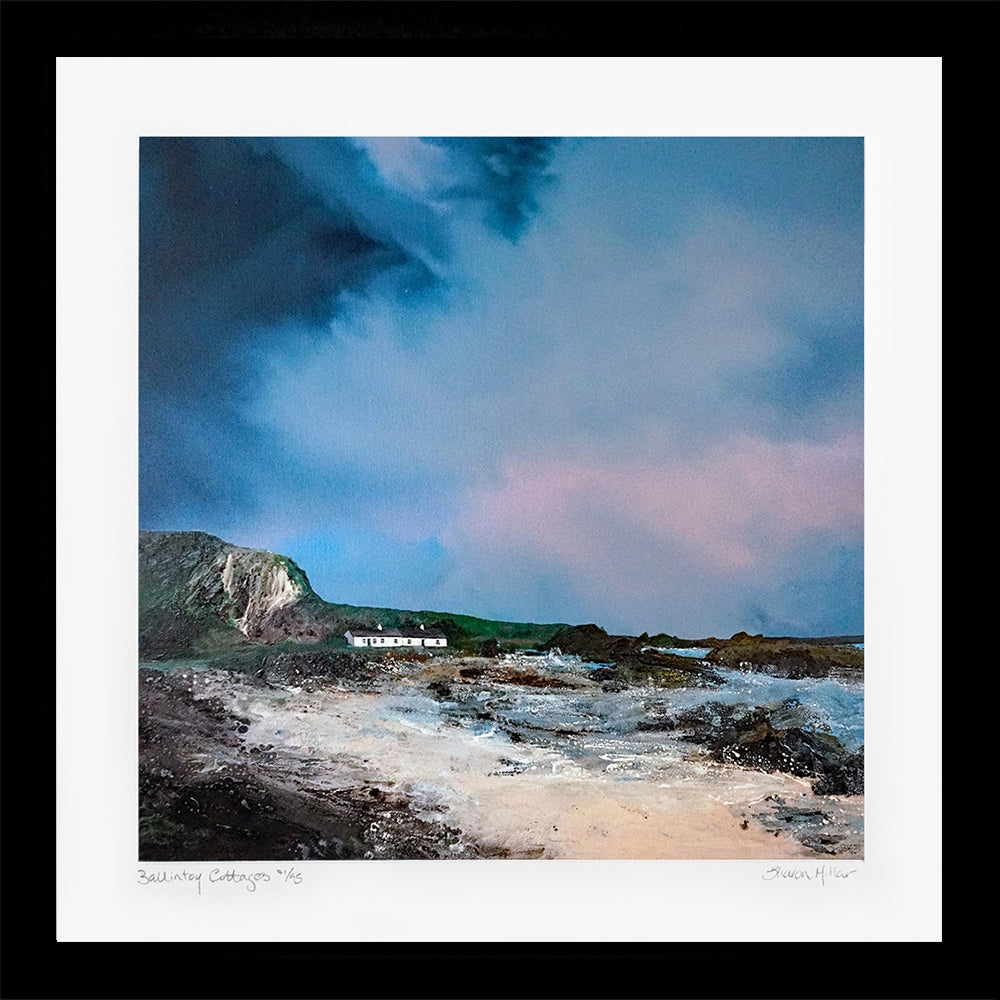 Print - Ballintoy Cottages - Black Box Frame